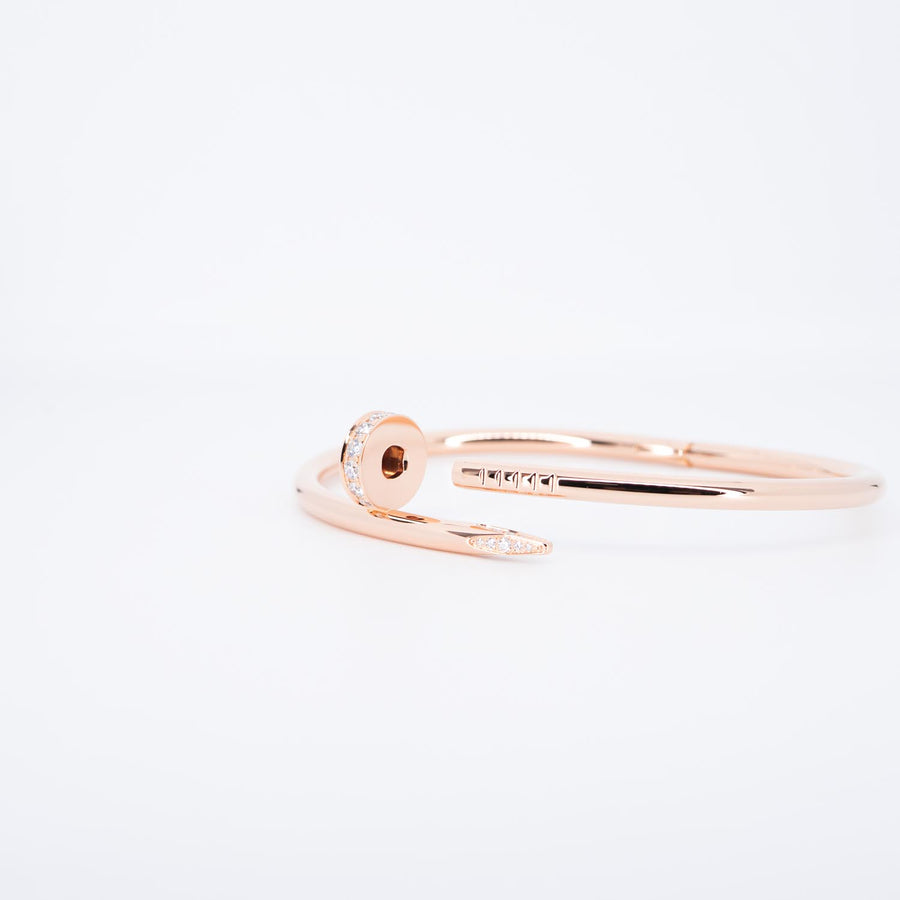 **Hold K'B92♾**กำไลข้อมือ Cartier Juste Un Clou Bracelet, diamonds 18K Rose Gold Size 17# (Used) #vrcab 7391