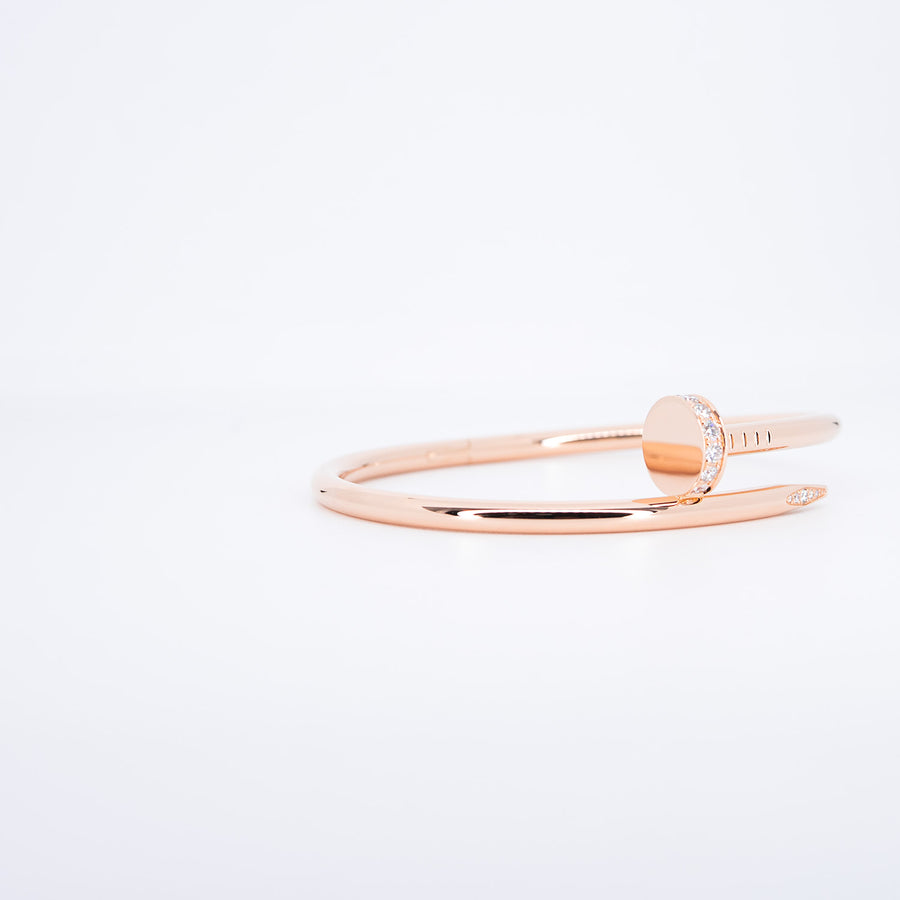 **Hold K'B92♾**กำไลข้อมือ Cartier Juste Un Clou Bracelet, diamonds 18K Rose Gold Size 17# (Used) #vrcab 7391