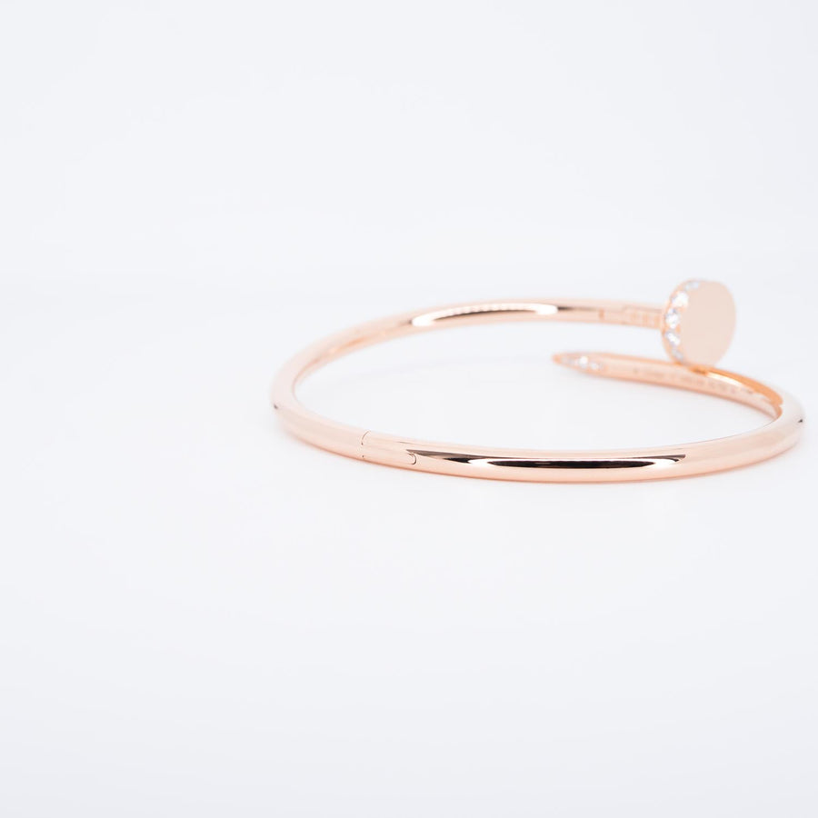 **Hold K'B92♾**กำไลข้อมือ Cartier Juste Un Clou Bracelet, diamonds 18K Rose Gold Size 17# (Used) #vrcab 7391