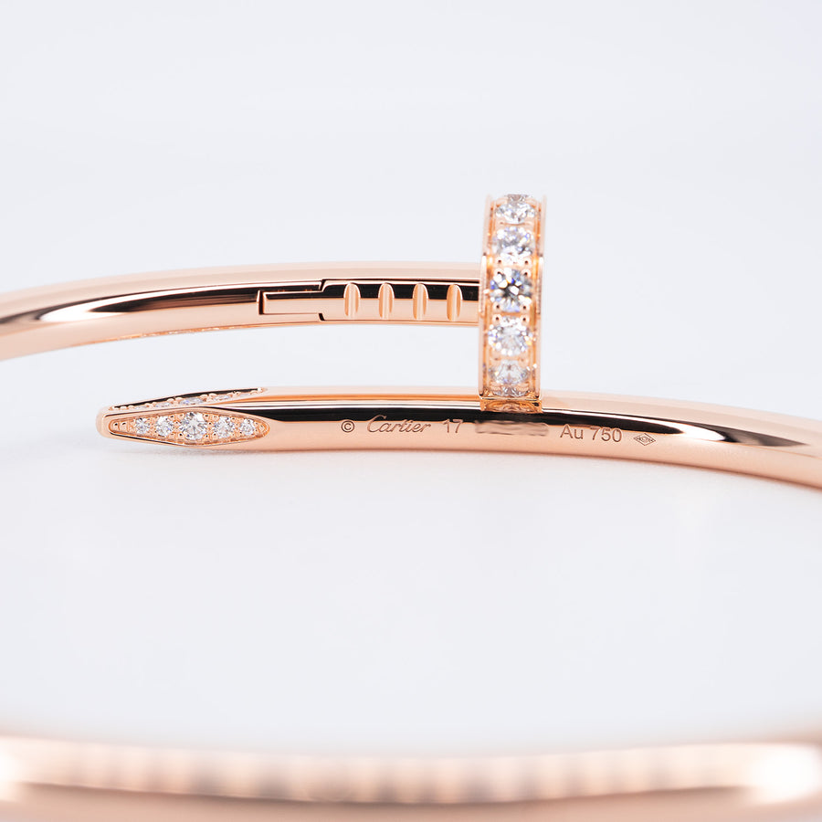 **Hold K'B92♾**กำไลข้อมือ Cartier Juste Un Clou Bracelet, diamonds 18K Rose Gold Size 17# (Used) #vrcab 7391