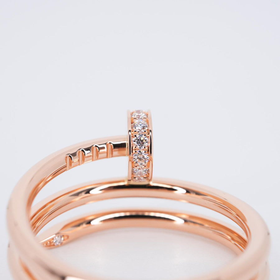 **hold k.sasi**แหวน Cartier Juste un Clou ring, double, diamonds 18K Rose Gold Size 50# (Used) #vrcarimt 7393