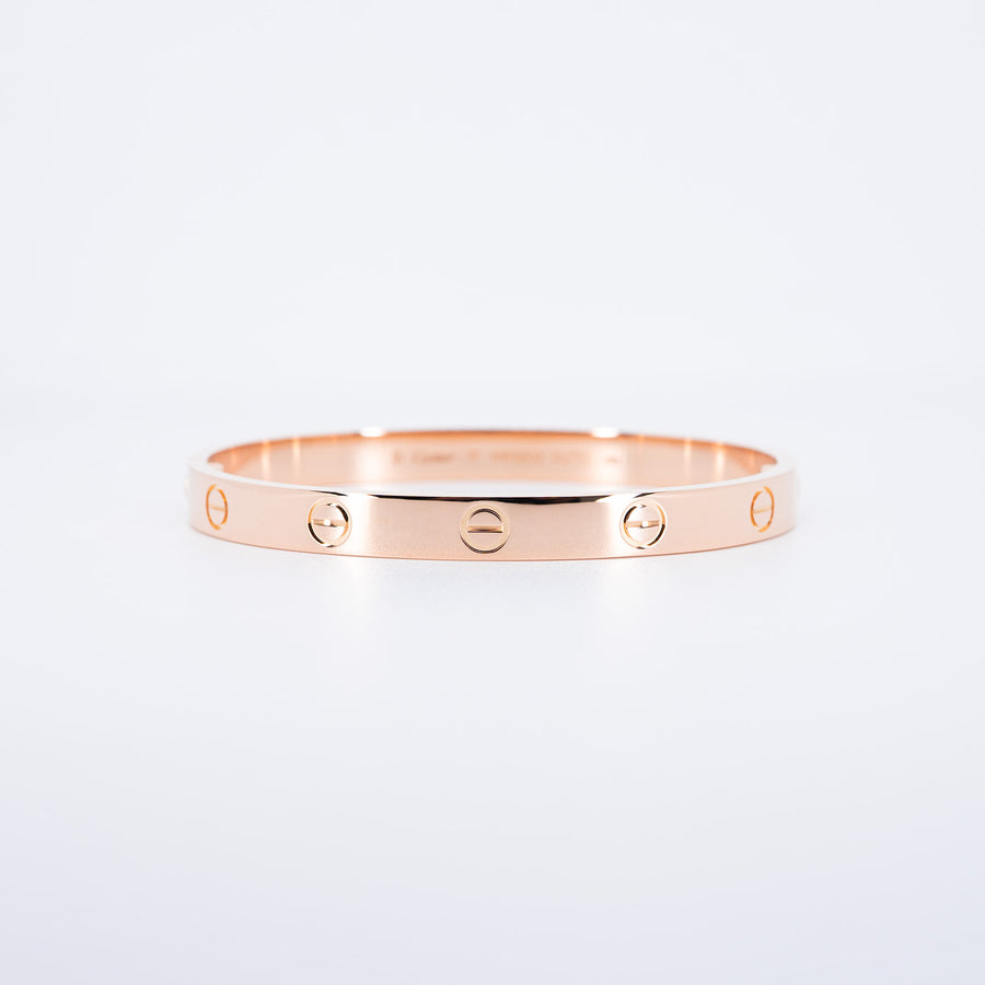 เครื่องประดับ Cartier Love Bracelet 18K Rose Gold Size 17# (Used) #vrca 0965