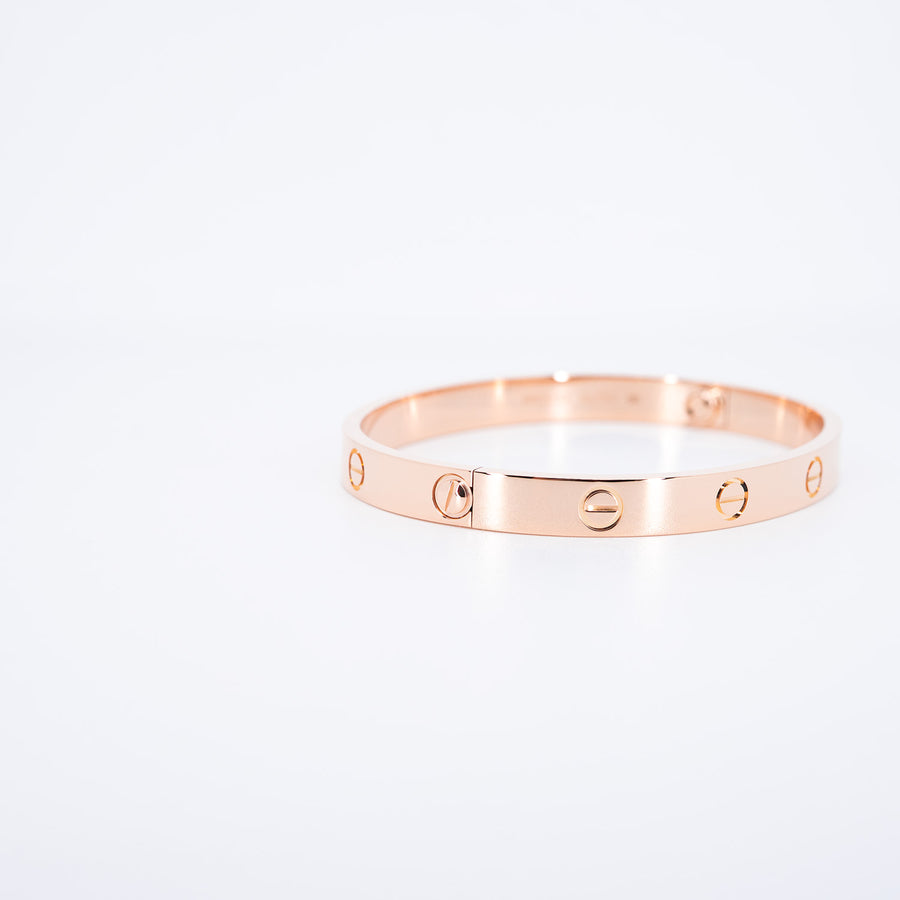 เครื่องประดับ Cartier Love Bracelet 18K Rose Gold Size 17# (Used) #vrca 0965
