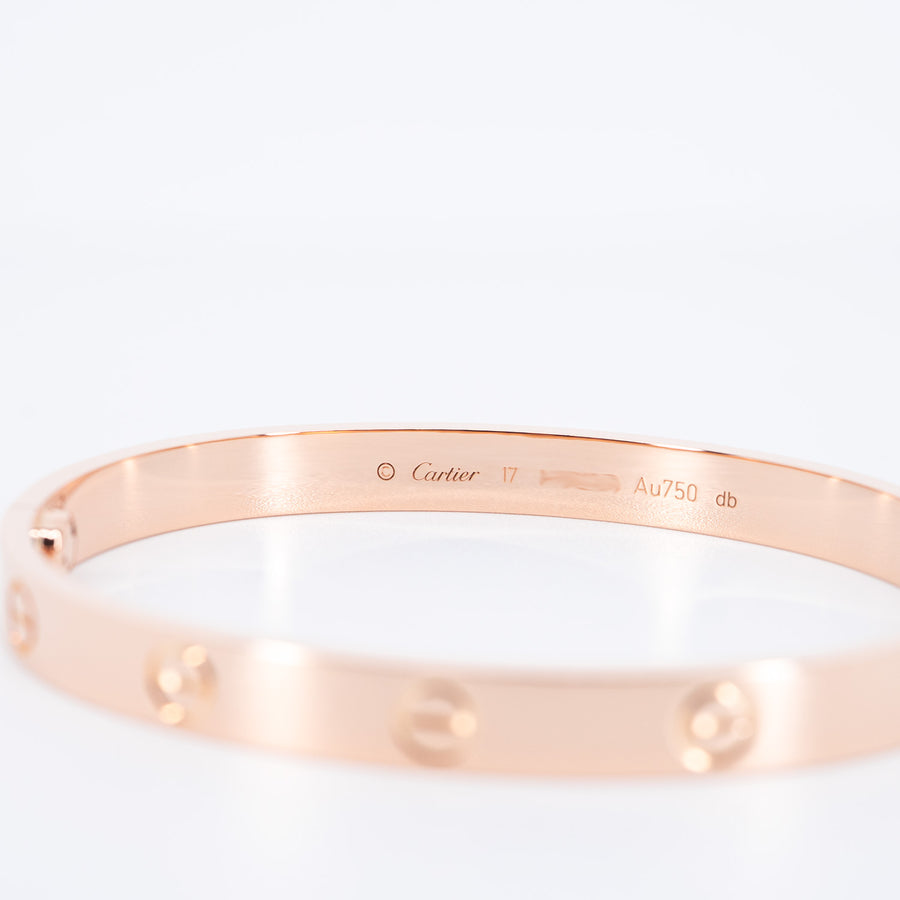 เครื่องประดับ Cartier Love Bracelet 18K Rose Gold Size 17# (Used) #vrca 0965