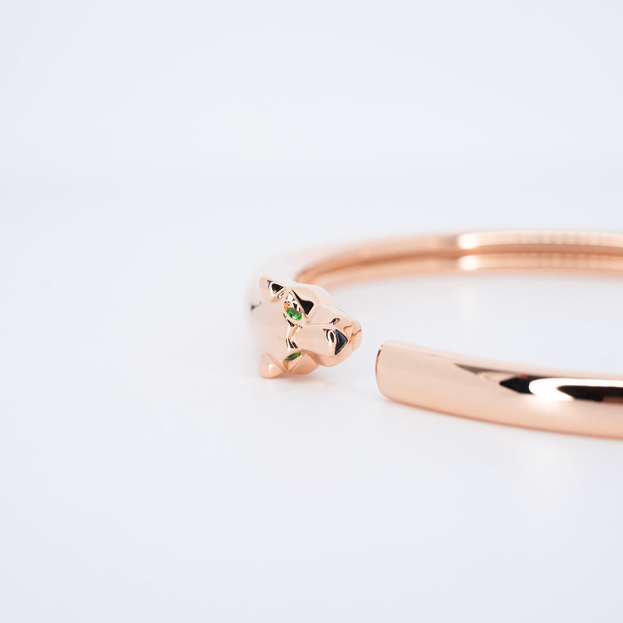**ถือก. TouFiQ **สร้อยคอ Cartier Panthere de Cartier bracelet, onyx, set with 2 tsavorite garnets 18K Rose Gold Size 18# (Used) #vrca 0963