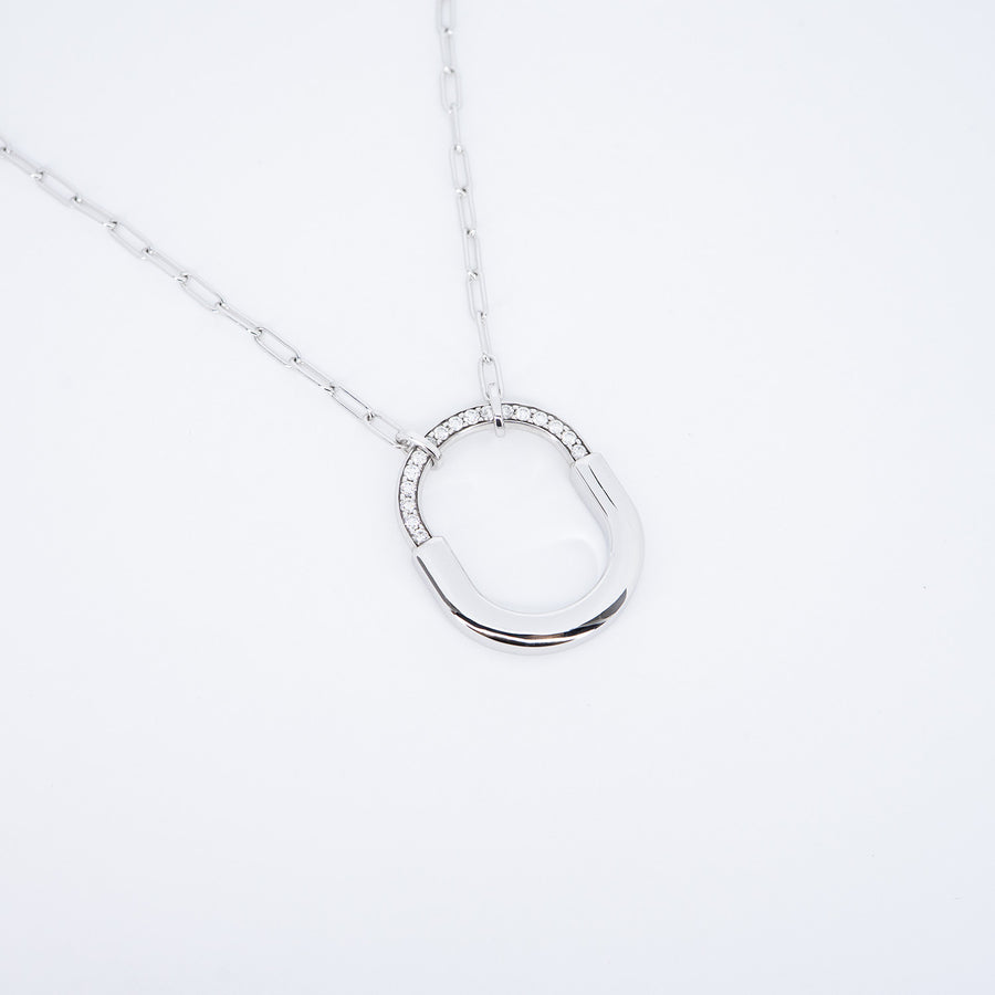 สร้อยและจี้ Tiffany &amp; Co. Tiffany Lock with Diamonds, Medium Model 18K White Gold Size 45cm.# (Used) #vrti 0960