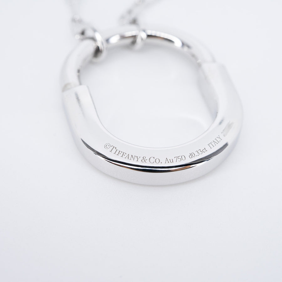 สร้อยและจี้ Tiffany &amp; Co. Tiffany Lock with Diamonds, Medium Model 18K White Gold Size 45cm.# (Used) #vrti 0960