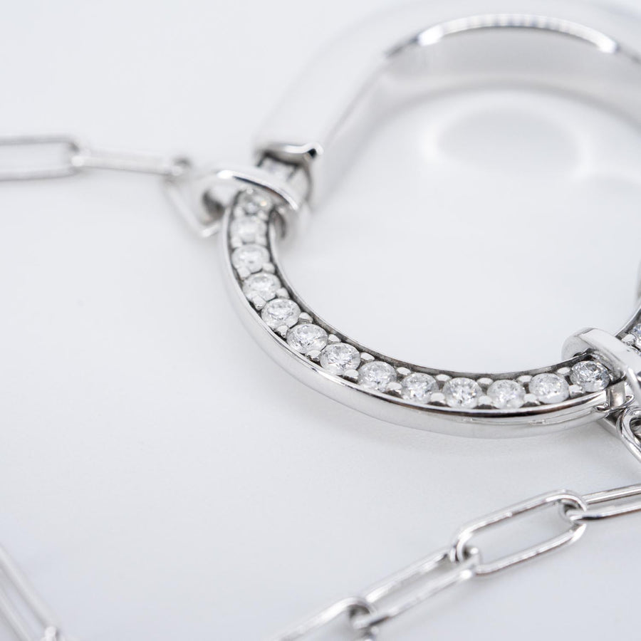 สร้อยและจี้ Tiffany &amp; Co. Tiffany Lock with Diamonds, Medium Model 18K White Gold Size 45cm.# (Used) #vrti 0960