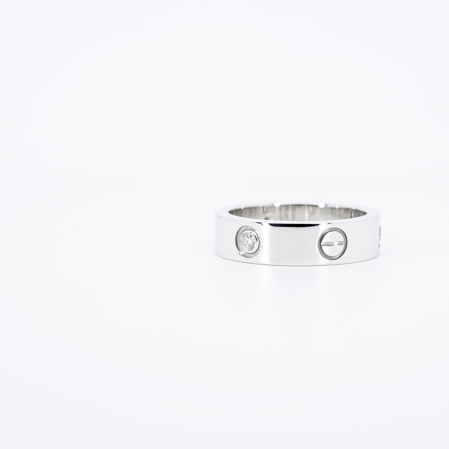 แหวน Cartier Love 3Diamonds Ring 18K White Gold Size 57# (Used) #vrcar 7422