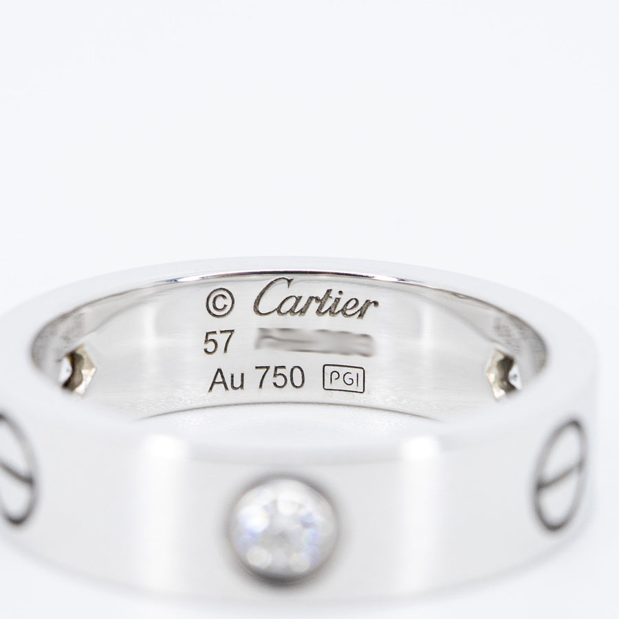 แหวน Cartier Love 3Diamonds Ring 18K White Gold Size 57# (Used) #vrcar 7422