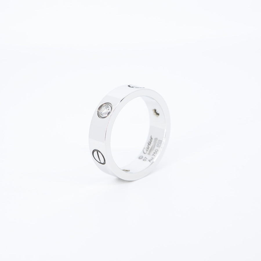 แหวน Cartier Love 3Diamonds Ring 18K White Gold Size 57# (Used) #vrcar 7422