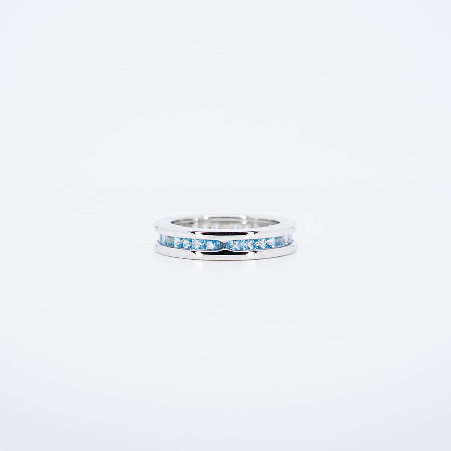 **hold kb** แหวน Bvlgari B.zero1 1band Ring with Blue Topaz 18K White Gold ขนาด 57# (มือสอง) #vrbvr 7423