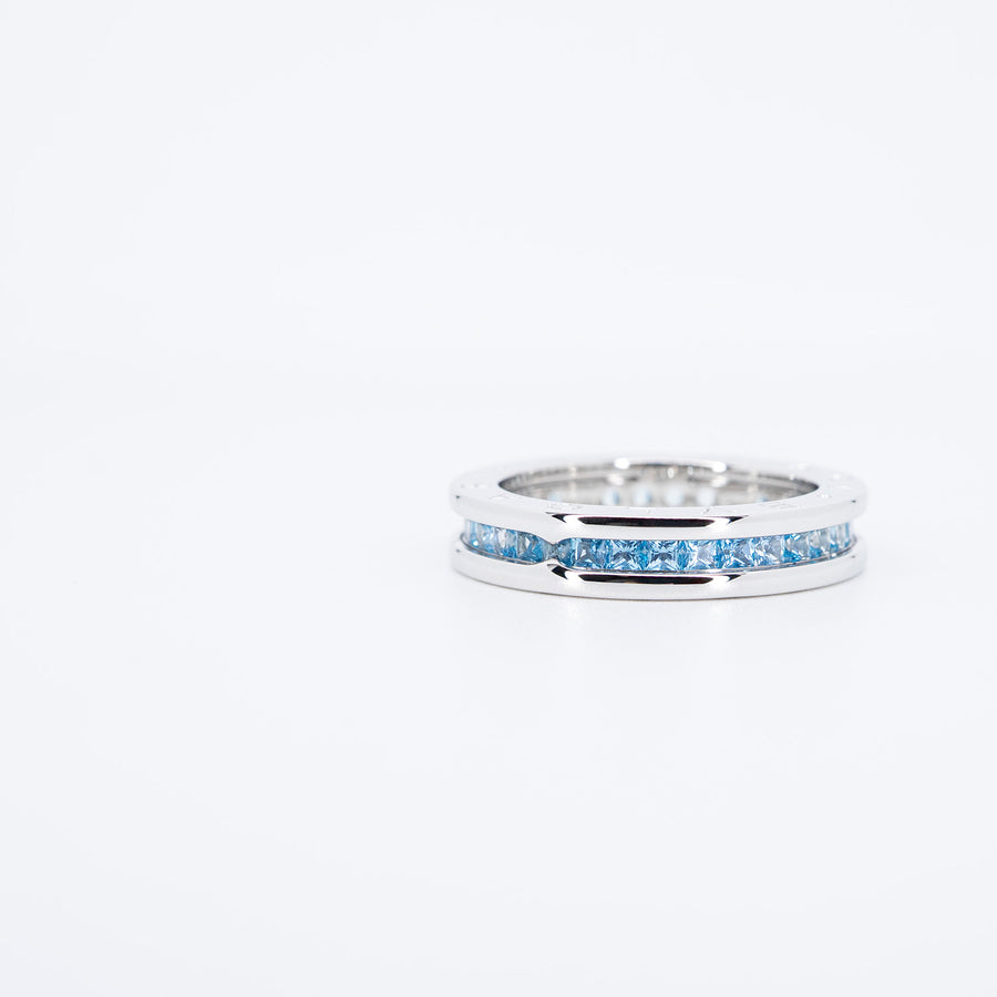 **hold kb** แหวน Bvlgari B.zero1 1band Ring with Blue Topaz 18K White Gold ขนาด 57# (มือสอง) #vrbvr 7423