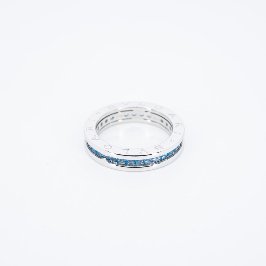 **hold kb** แหวน Bvlgari B.zero1 1band Ring with Blue Topaz 18K White Gold ขนาด 57# (มือสอง) #vrbvr 7423