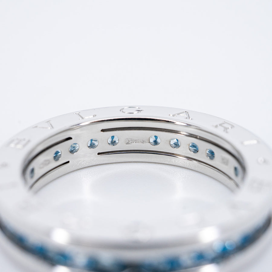 **hold kb** แหวน Bvlgari B.zero1 1band Ring with Blue Topaz 18K White Gold ขนาด 57# (มือสอง) #vrbvr 7423