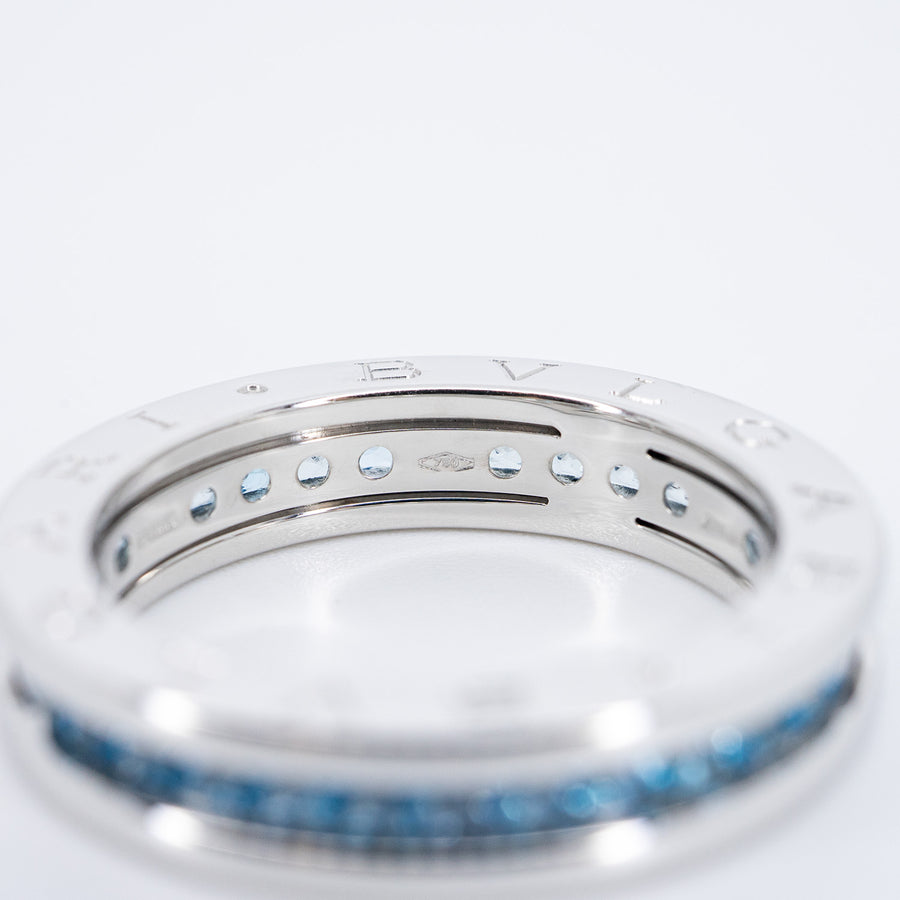 **hold kb** แหวน Bvlgari B.zero1 1band Ring with Blue Topaz 18K White Gold ขนาด 57# (มือสอง) #vrbvr 7423