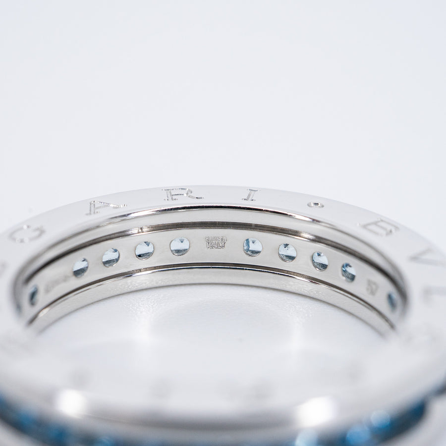 **hold kb** แหวน Bvlgari B.zero1 1band Ring with Blue Topaz 18K White Gold ขนาด 57# (มือสอง) #vrbvr 7423
