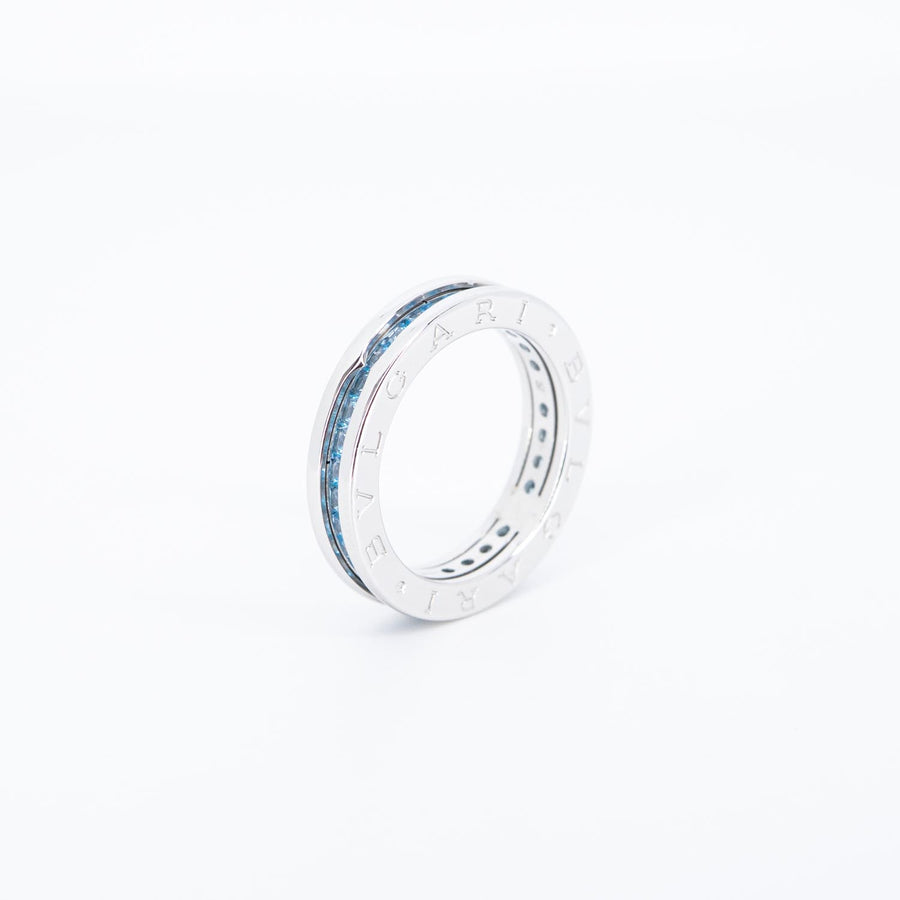 **hold kb** แหวน Bvlgari B.zero1 1band Ring with Blue Topaz 18K White Gold ขนาด 57# (มือสอง) #vrbvr 7423