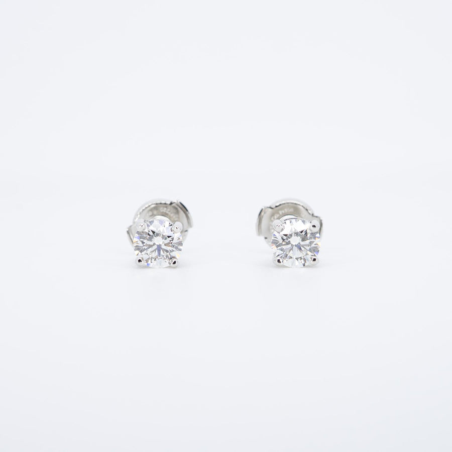 vrtieHIT 7457 24/09/25 Tiffany &amp; Co. Tiffany Solitaire ต่างหูเพชรในแพลทินัม 0.73 และ 0.73 กะรัต H VS1 pt950 2025 กล่องและการ์ด #T1