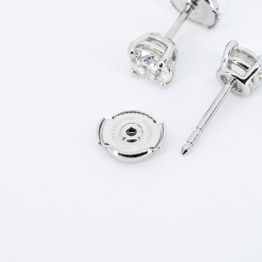 vrtieHIT 7457 24/09/25 Tiffany &amp; Co. Tiffany Solitaire ต่างหูเพชรในแพลทินัม 0.73 และ 0.73 กะรัต H VS1 pt950 2025 กล่องและการ์ด #T1