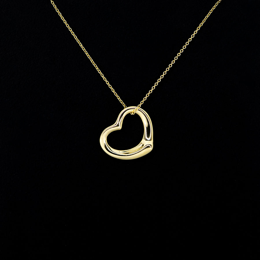 vrtinlim 7427 Tiffany &amp; Co. Elsa Peretti Open Heart pendent and Necklace yg ชนกล่อง 40.5cm. #T4