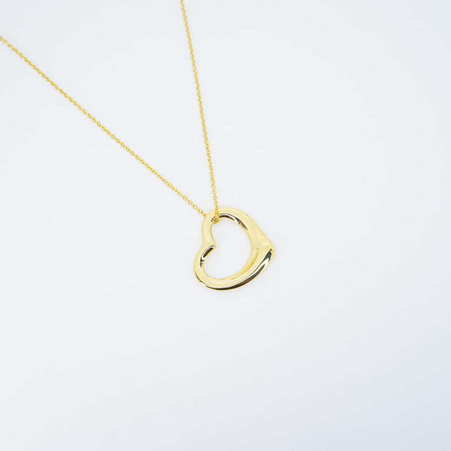 vrtinlim 7427 Tiffany &amp; Co. Elsa Peretti Open Heart pendent and Necklace yg ชนกล่อง 40.5cm. #T4