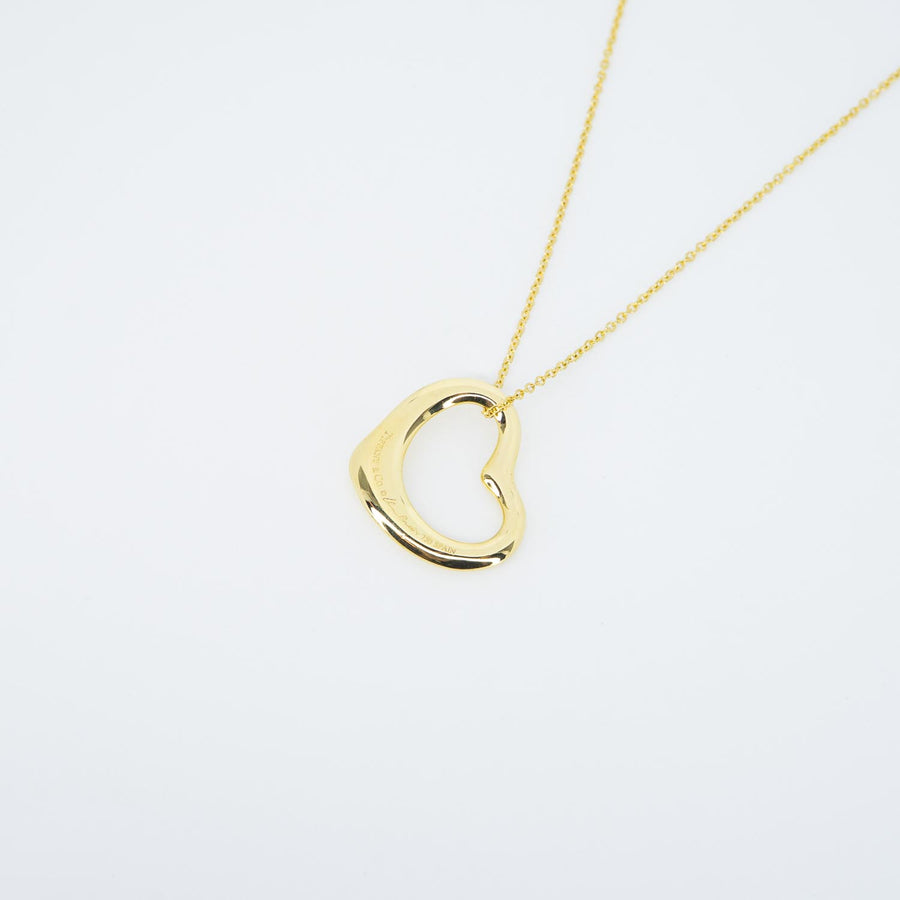 vrtinlim 7427 Tiffany &amp; Co. Elsa Peretti Open Heart pendent and Necklace yg ชนกล่อง 40.5cm. #T4