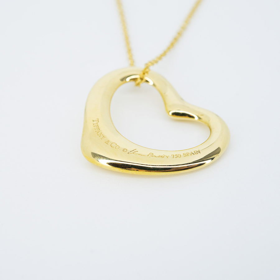vrtinlim 7427 Tiffany &amp; Co. Elsa Peretti Open Heart pendent and Necklace yg ชนกล่อง 40.5cm. #T4