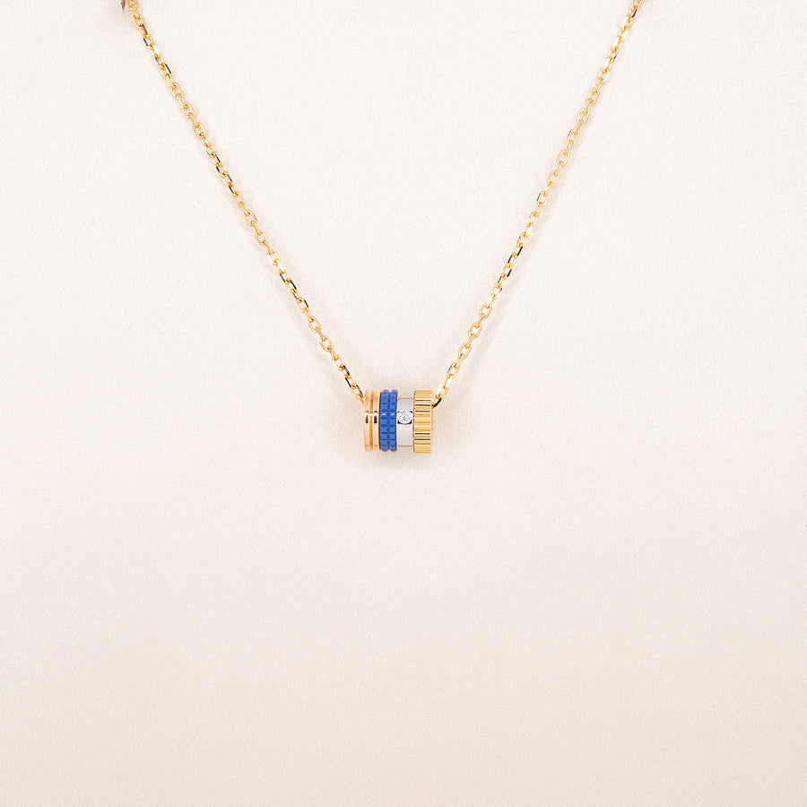 vrbonl 7424 Boucheron Quatre Blue Edition Mini Ring Pendant, Diamond 3color R94369 กล่องและการ์ด 37.5/42/45cm. #T3