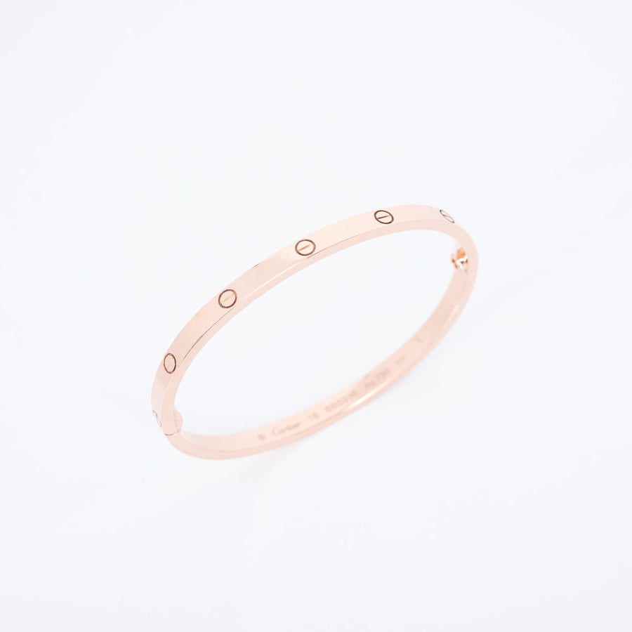 กำไลข้อมือ Cartier Love Bracelet, Small Model 18K Rose Gold Size 15# (Used) #vrcab 7438