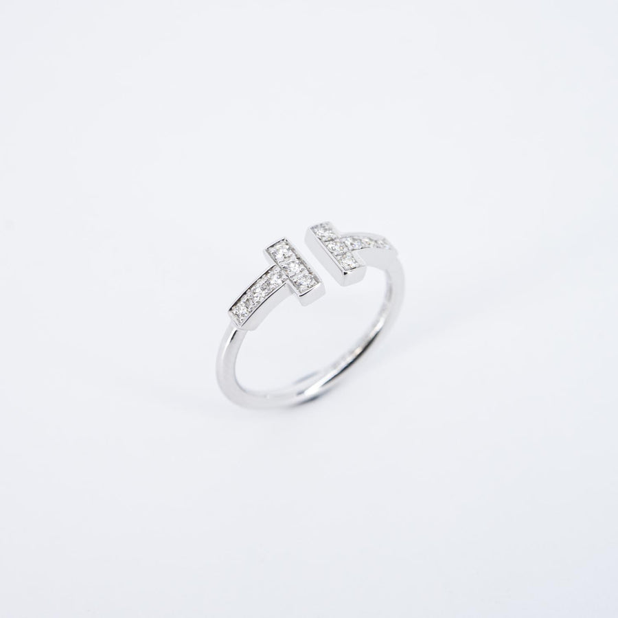 **ถือเค natsu **22/09/25 vrti 0970 Tanya Tiffany &amp; Co. Tiffany T diamond Wire Ring wg กล่อง 47 #T3