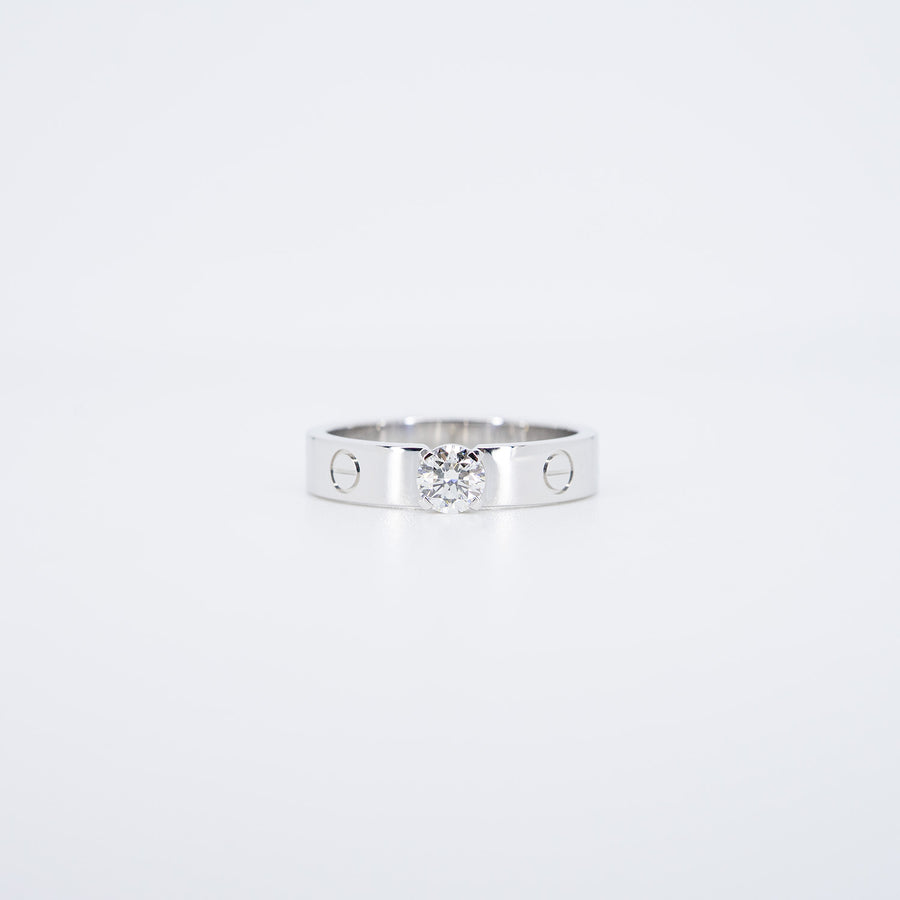 แหวน Cartier Love solitaire, 0.31 ct. H VVS2 brilliant-cut diamond 18K White Gold Size 53# (Used) #vrcarimt 7473