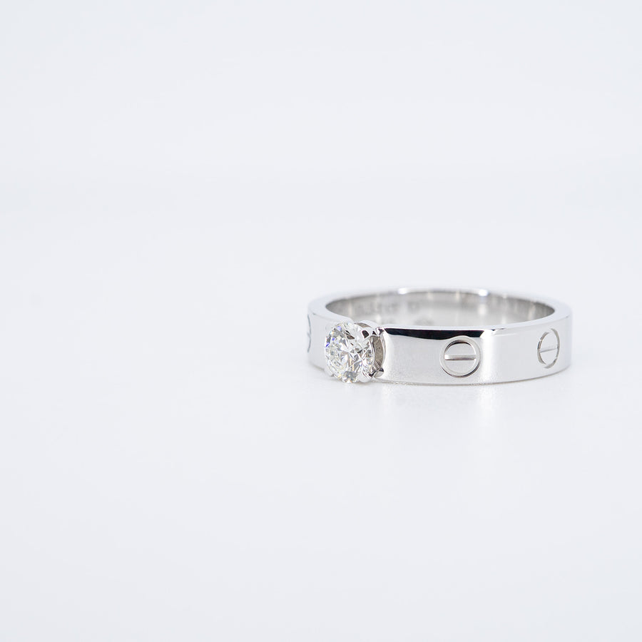 แหวน Cartier Love solitaire, 0.31 ct. H VVS2 brilliant-cut diamond 18K White Gold Size 53# (Used) #vrcarimt 7473