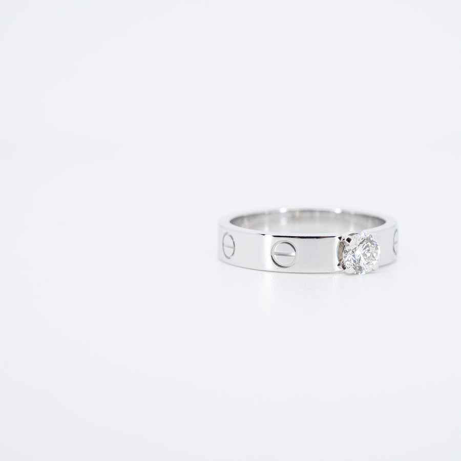 แหวน Cartier Love solitaire, 0.31 ct. H VVS2 brilliant-cut diamond 18K White Gold Size 53# (Used) #vrcarimt 7473