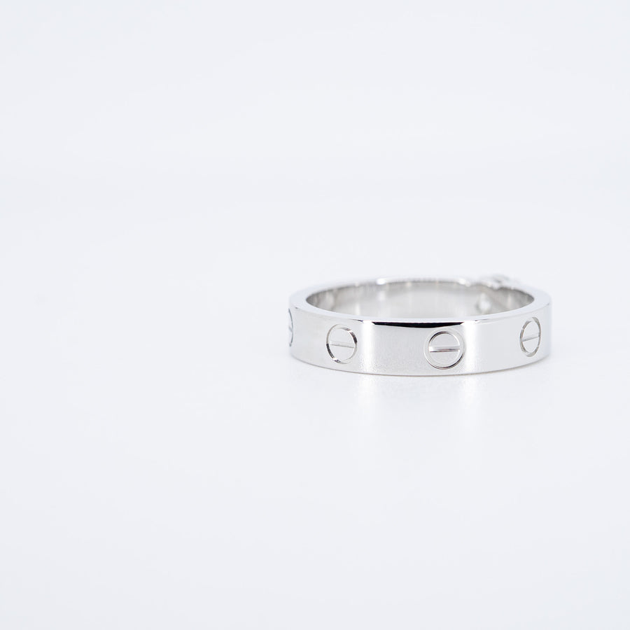 แหวน Cartier Love solitaire, 0.31 ct. H VVS2 brilliant-cut diamond 18K White Gold Size 53# (Used) #vrcarimt 7473