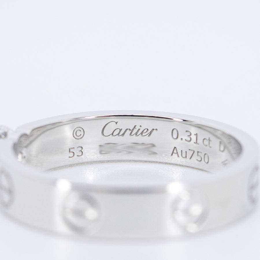 แหวน Cartier Love solitaire, 0.31 ct. H VVS2 brilliant-cut diamond 18K White Gold Size 53# (Used) #vrcarimt 7473