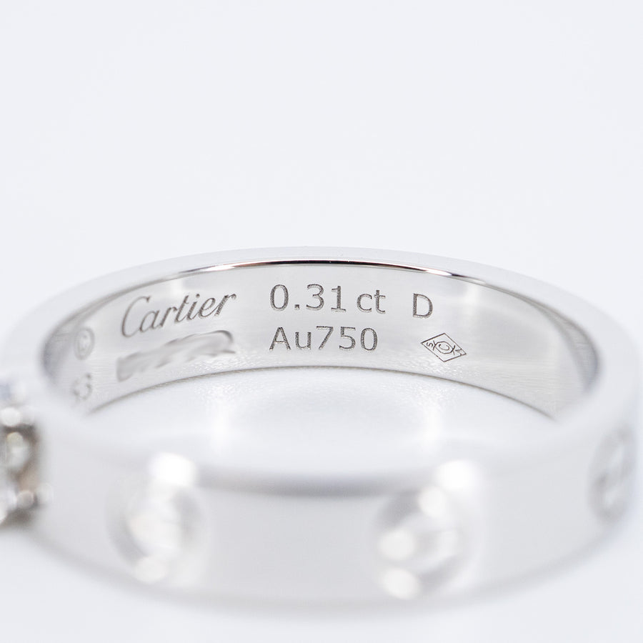แหวน Cartier Love solitaire, 0.31 ct. H VVS2 brilliant-cut diamond 18K White Gold Size 53# (Used) #vrcarimt 7473