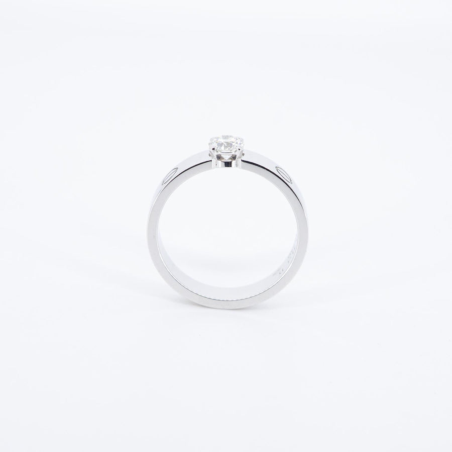 แหวน Cartier Love solitaire, 0.31 ct. H VVS2 brilliant-cut diamond 18K White Gold Size 53# (Used) #vrcarimt 7473