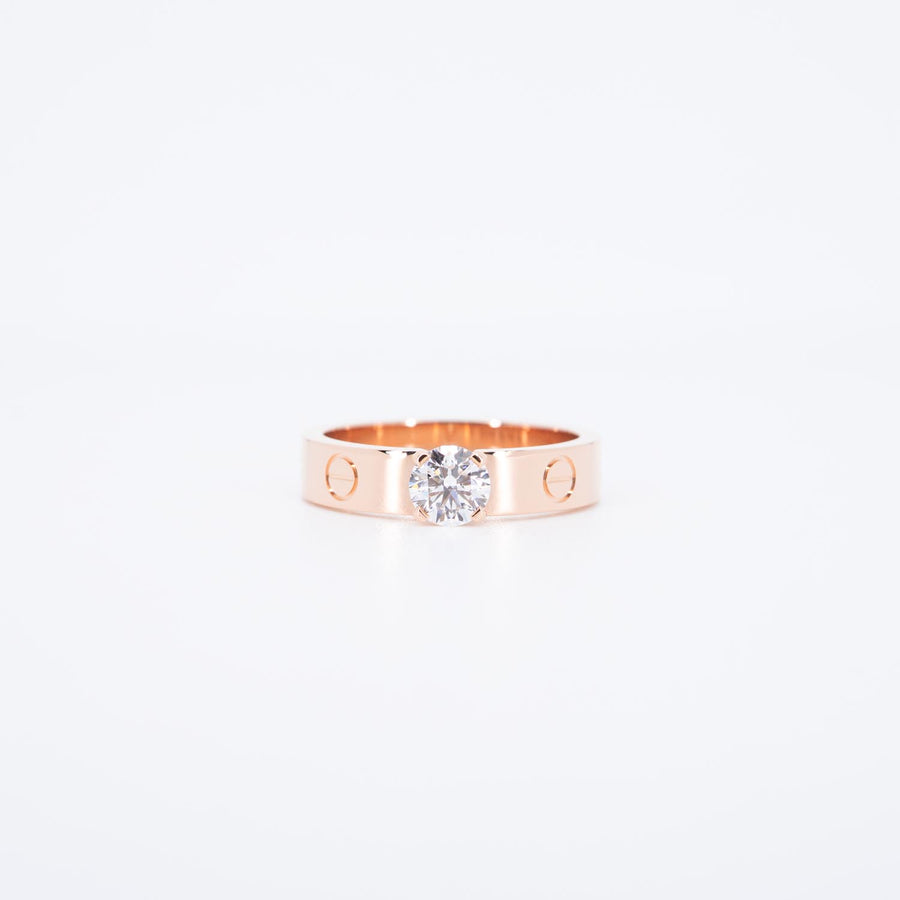 แหวน Cartier Love solitaire, 0.42 ct. D VVS1 brilliant-cut diamond 18K Rose Gold Size 50# (Used) #vrcarimt 7476