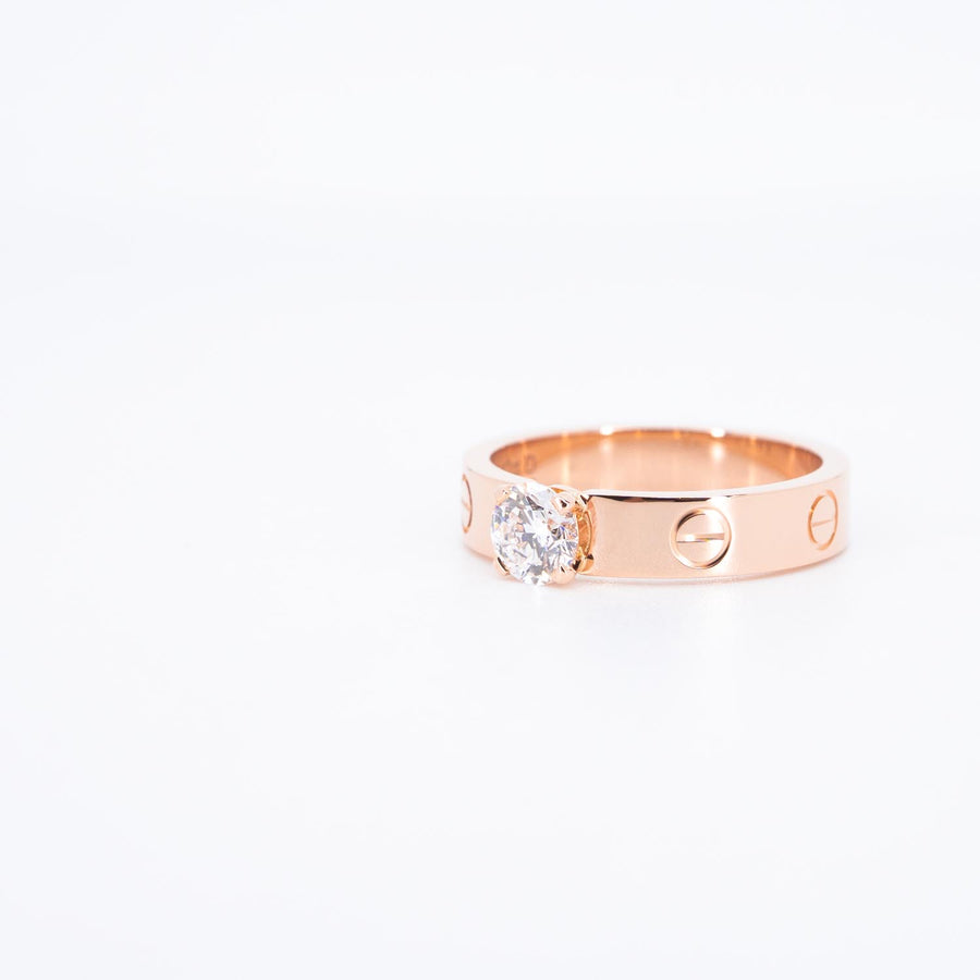 แหวน Cartier Love solitaire, 0.42 ct. D VVS1 brilliant-cut diamond 18K Rose Gold Size 50# (Used) #vrcarimt 7476