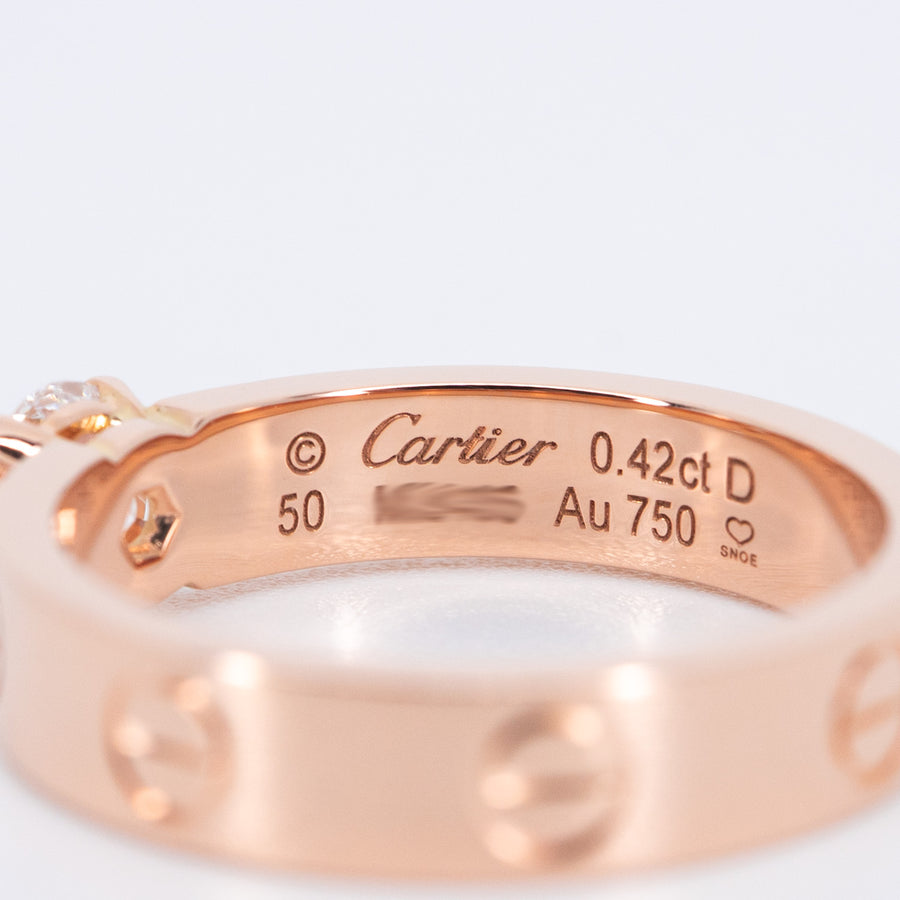 แหวน Cartier Love solitaire, 0.42 ct. D VVS1 brilliant-cut diamond 18K Rose Gold Size 50# (Used) #vrcarimt 7476