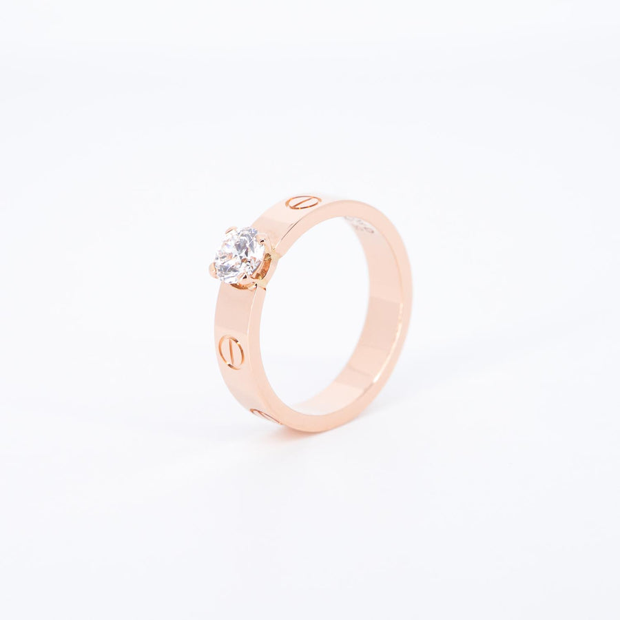 แหวน Cartier Love solitaire, 0.42 ct. D VVS1 brilliant-cut diamond 18K Rose Gold Size 50# (Used) #vrcarimt 7476