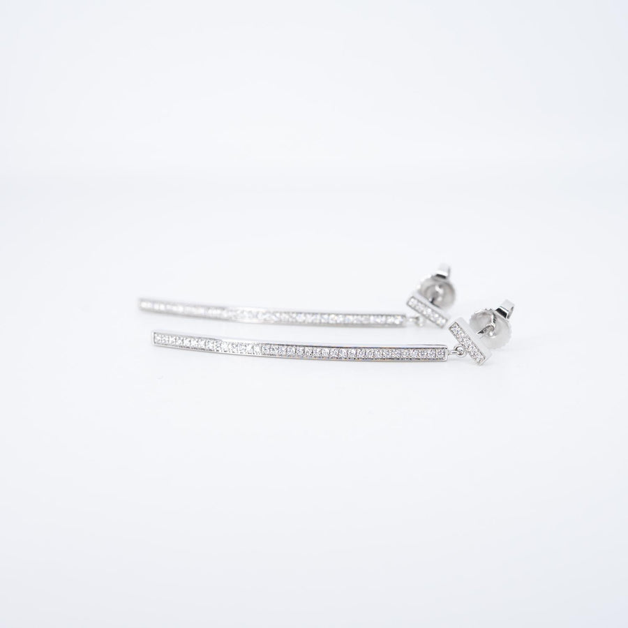 ต่างหู Tiffany & Co. Tiffany T Diamond Bar Earrings 18K White Gold (Used) #vrtieimt 7478