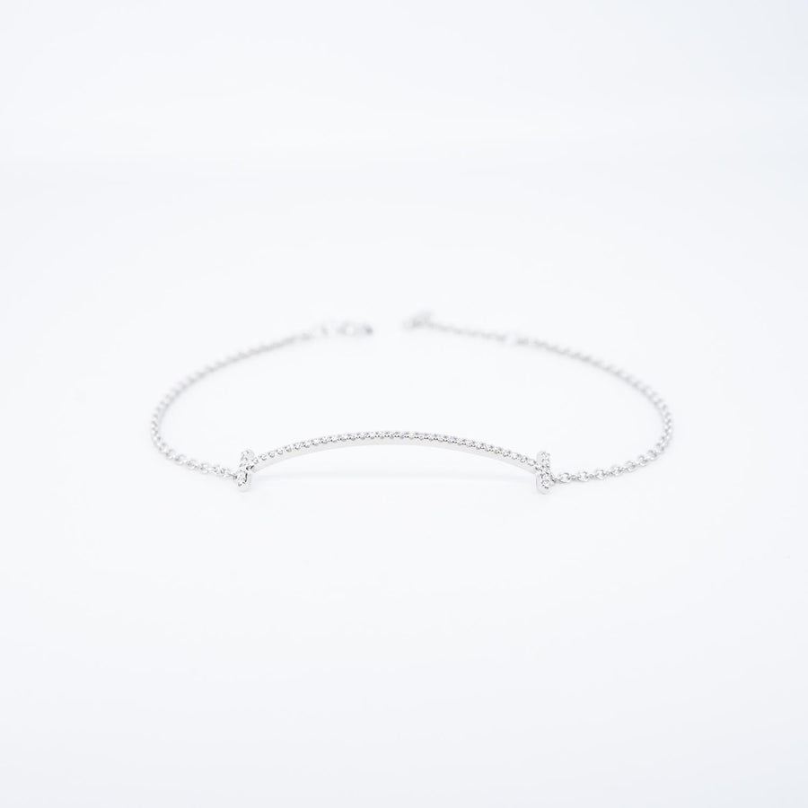 สร้อยข้อมือ Tiffany & Co. Tiffany T Smile Bracelet in White Gold with Diamonds 18K White Gold Size 17cm.# (Used) #vrtibimt 7479