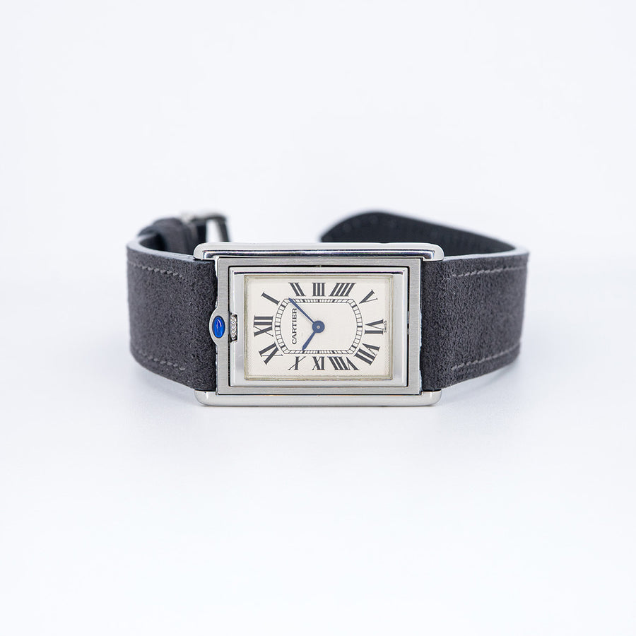 นาฬิกา Cartier Tank Basculante Manual Winding Ref.2390 Stainless Steel Size 38x25cm.# (Used) #vrcaHIT 0975