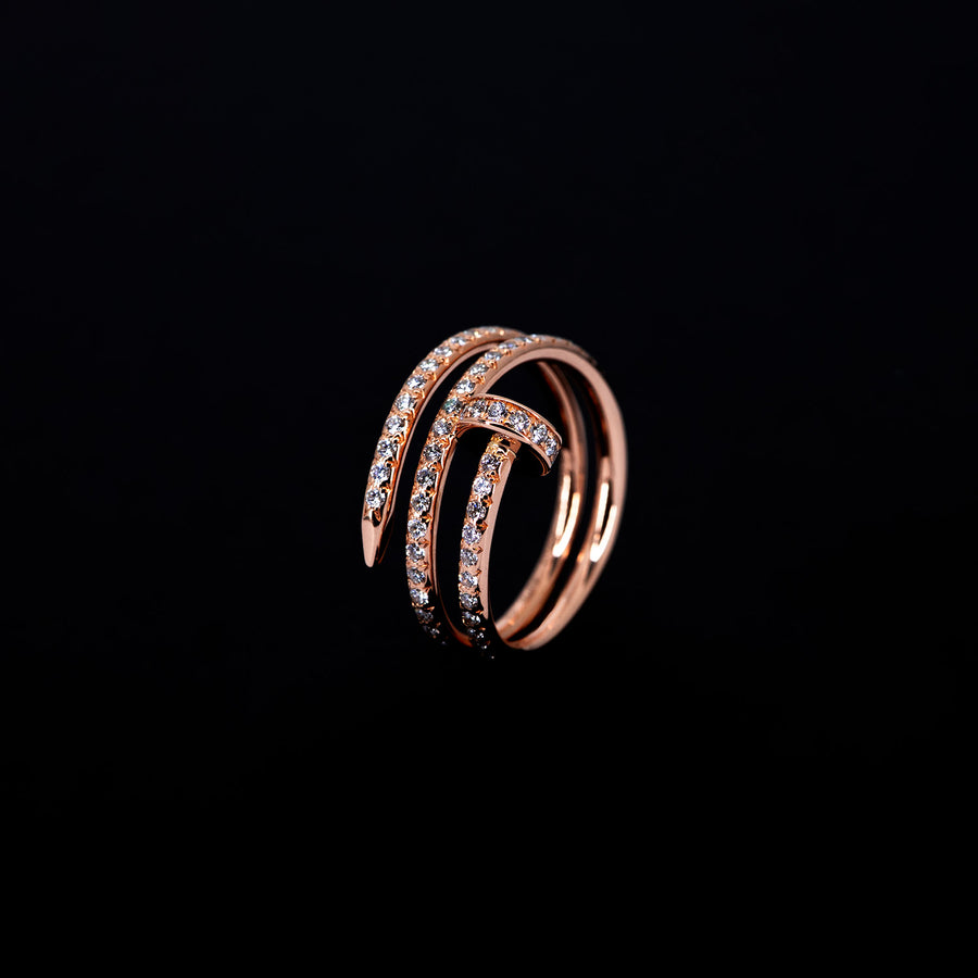 **Hold k.fame**แหวน Cartier Juste un Clou ring, double, half-paved 18K Rose Gold Size 52# (Used) #vrcarlrfHIT 7449