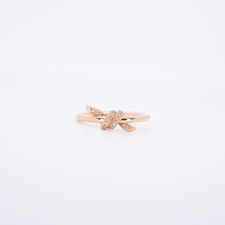 แหวน Tiffany & Co. Tiffany Knot Ring with Diamonds 18K Rose Gold Size 52# (Used) #vrti 0980