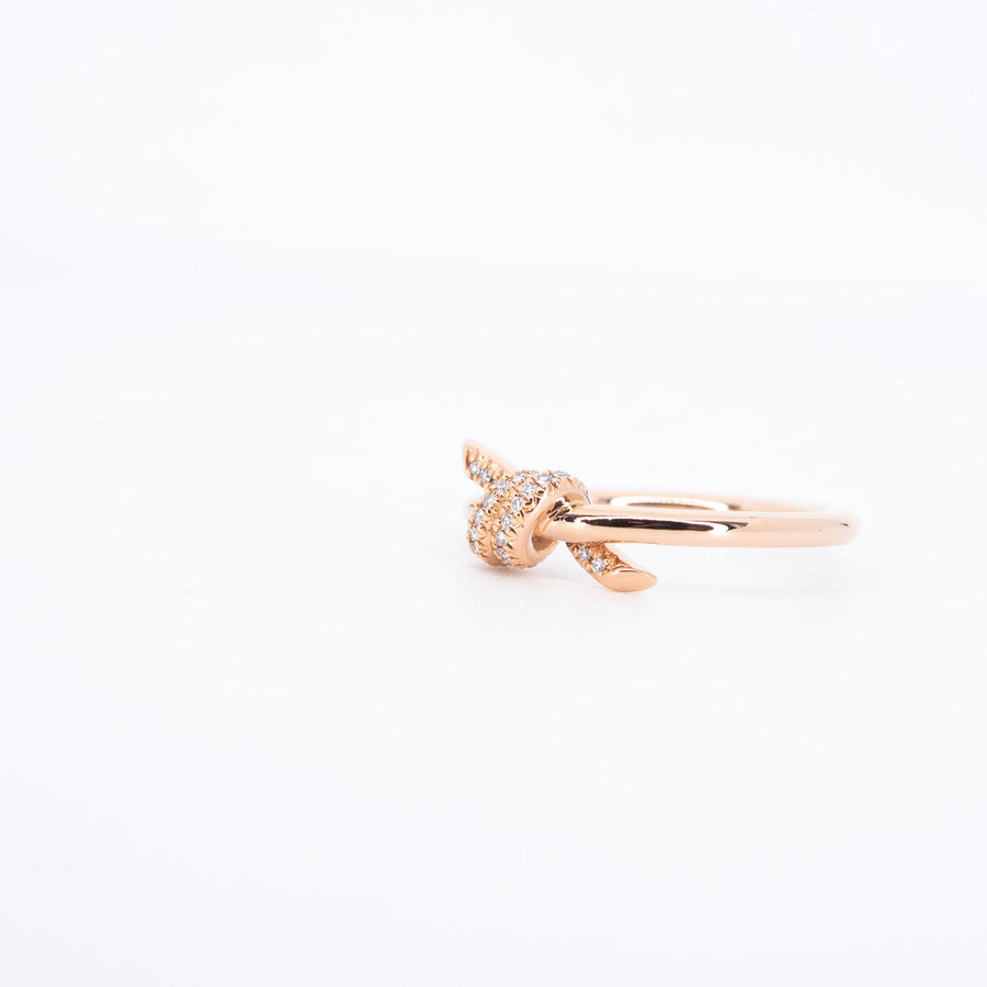 แหวน Tiffany & Co. Tiffany Knot Ring with Diamonds 18K Rose Gold Size 52# (Used) #vrti 0980