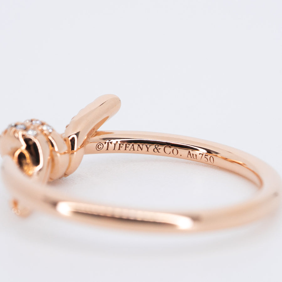 แหวน Tiffany & Co. Tiffany Knot Ring with Diamonds 18K Rose Gold Size 52# (Used) #vrti 0980