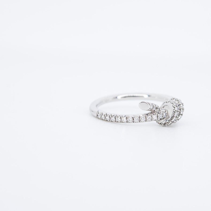 แหวน Tiffany & Co. Tiffany Knot Ring with Diamonds 0.19ct. 18K White Gold Size 49# (Used) #vrtirimtHIT 7482